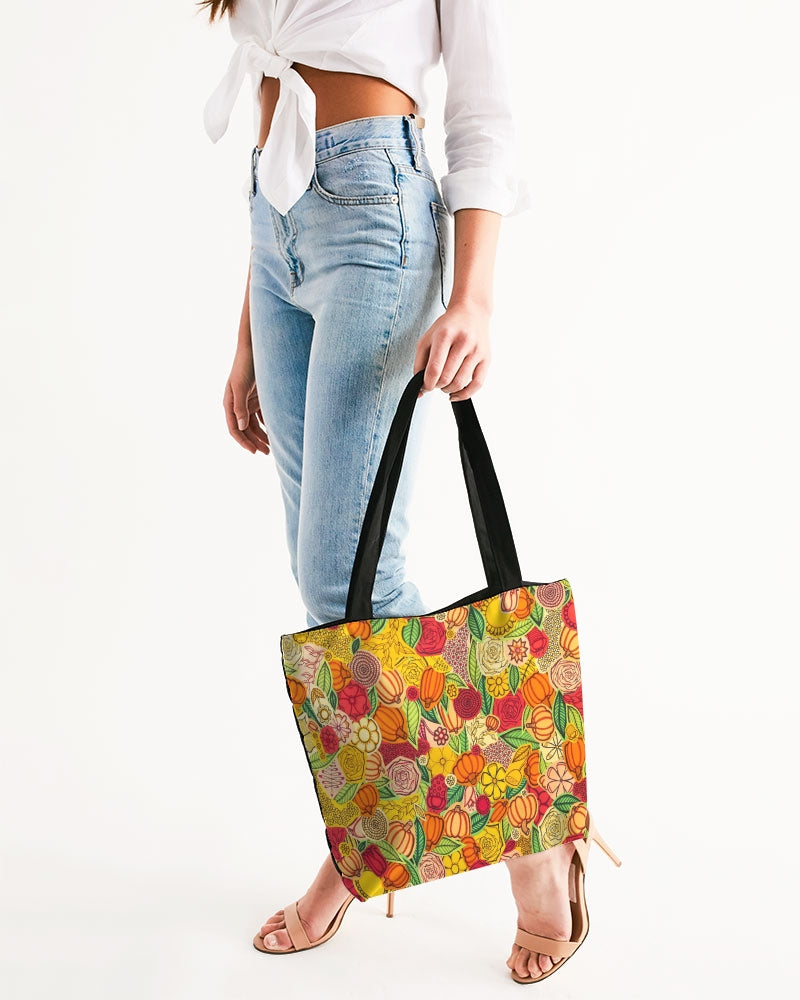 Citrouilles et Fleurs Canvas Zip Tote