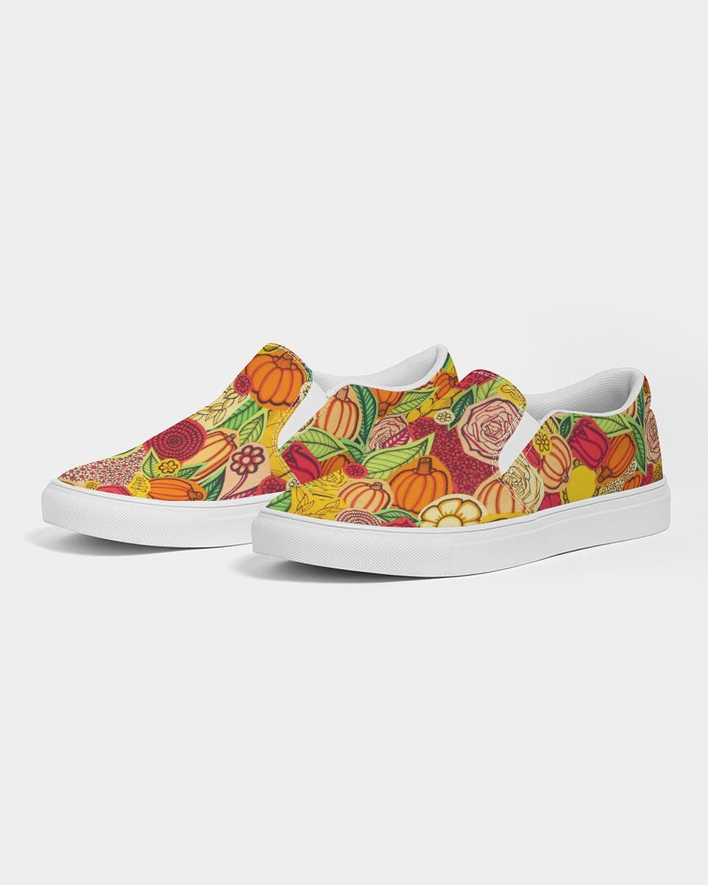 Citrouilles et Fleurs Women's Slip-On Canvas Shoe