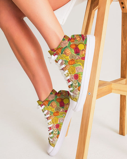 Citrouilles et Fleurs Women's Hightop Canvas Shoe