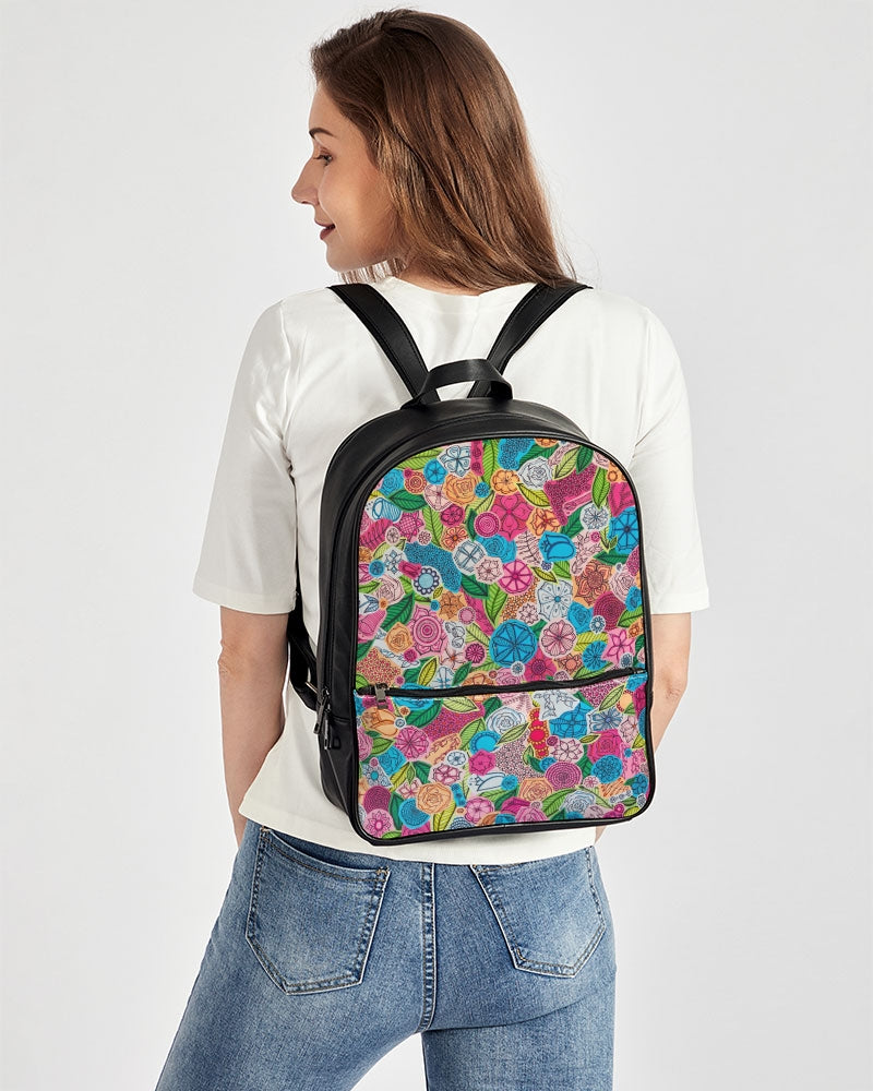 Fleurs de Printemps Classic Faux Leather Backpack