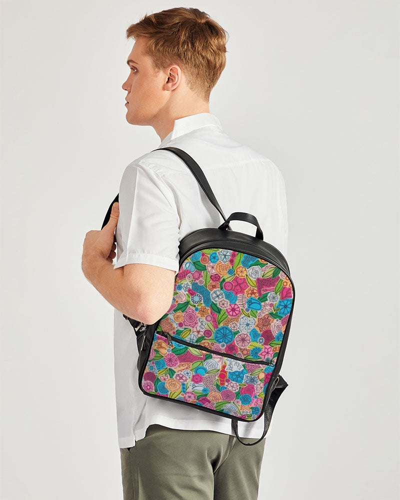 Fleurs de Printemps Classic Faux Leather Backpack