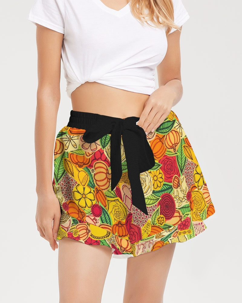 Citrouilles et Fleurs Women's Ruffle Shorts