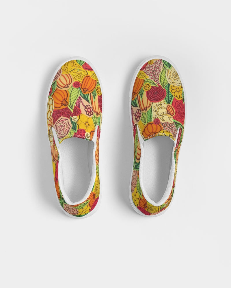 Citrouilles et Fleurs Women's Slip-On Canvas Shoe