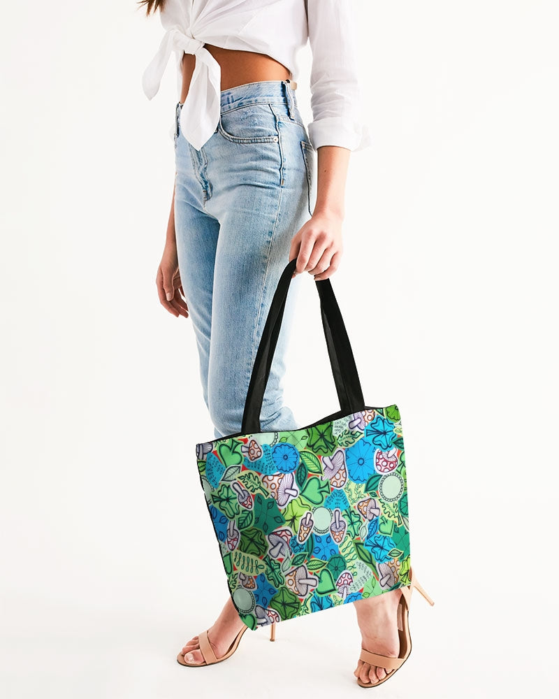 Fleurs et Trèfles Canvas Zip Tote