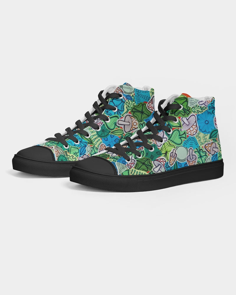 Fleurs et Trèfles Women's Hightop Canvas Shoe - Black