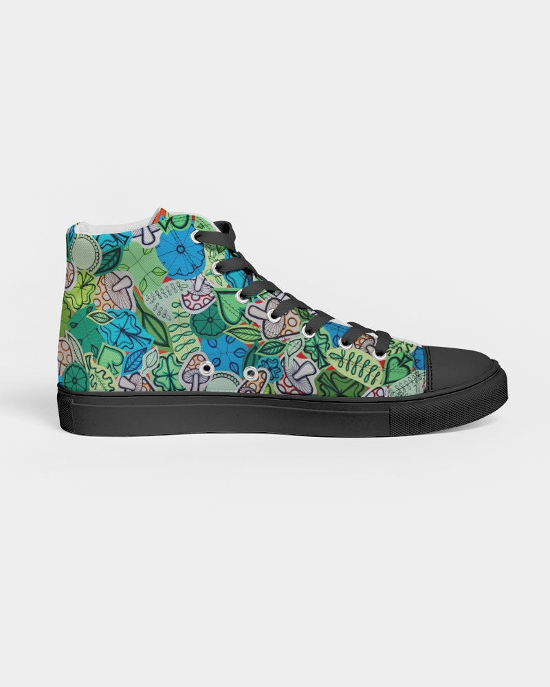 Fleurs et Trèfles Women's Hightop Canvas Shoe - Black