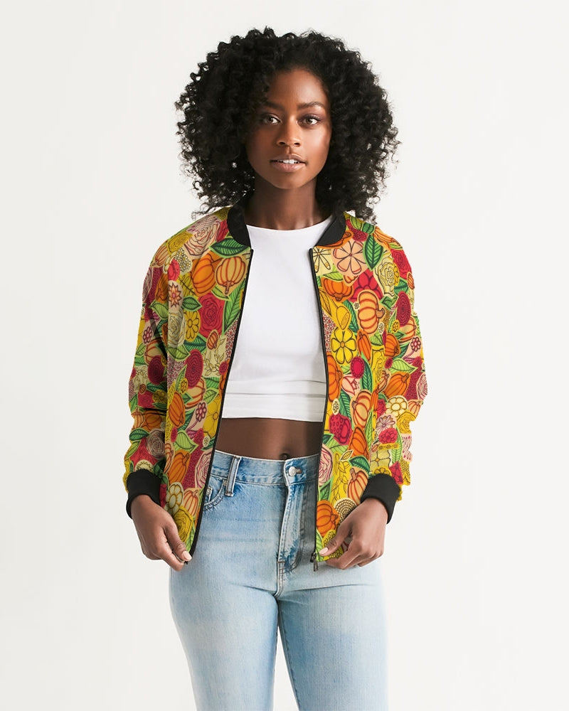 Citrouilles et Fleurs Women's Bomber Jacket