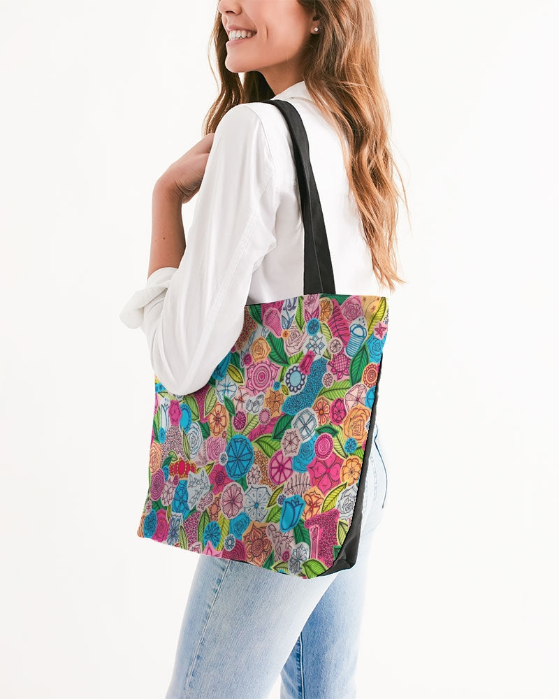 Fleurs de Printemps Canvas Zip Tote