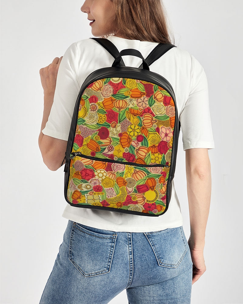 Citrouilles et Fleurs Classic Faux Leather Backpack