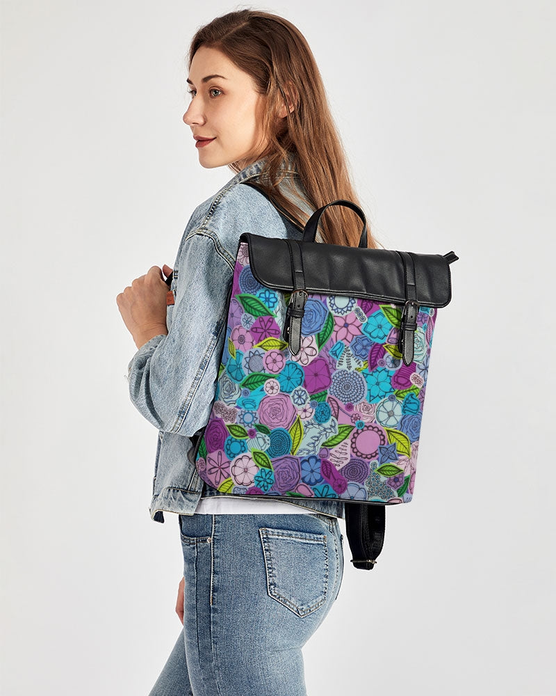 Les Fleurs Violettes Casual Flap Backpack