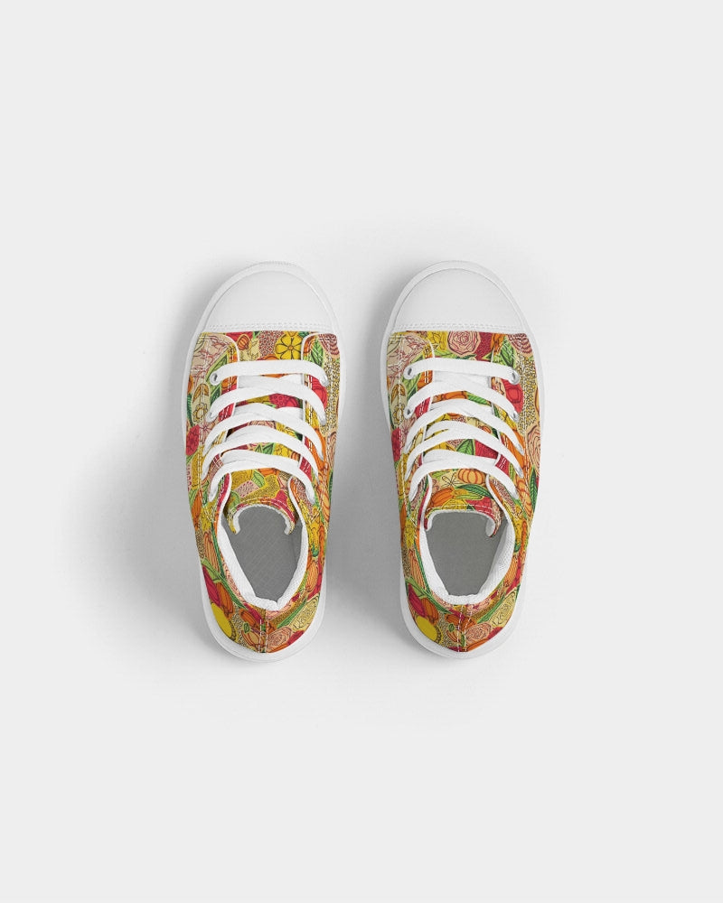 Citrouilles et Fleurs Kids Hightop Canvas Shoe