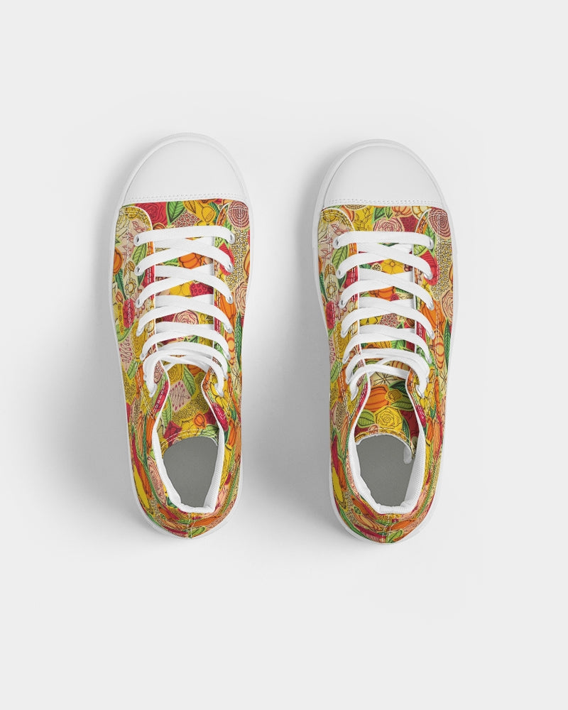 Citrouilles et Fleurs Men's Hightop Canvas Shoe