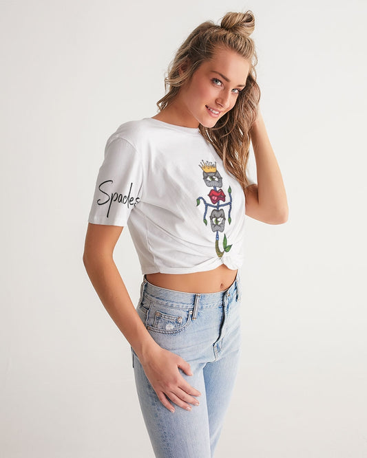 Phoebes Women's Twist-Front Cropped Tee