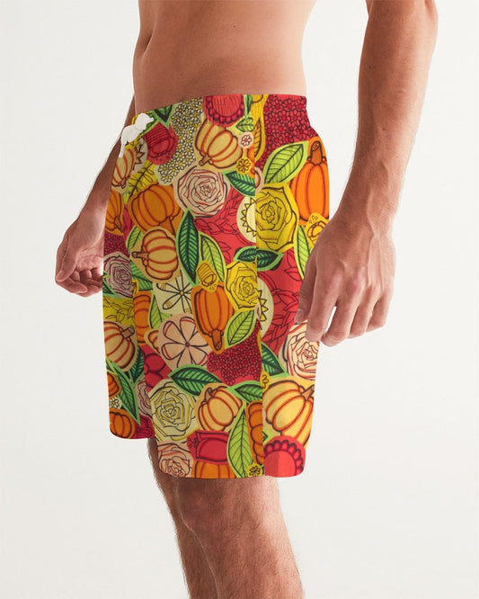 Citrouilles et Fleurs Men's Swim Trunk